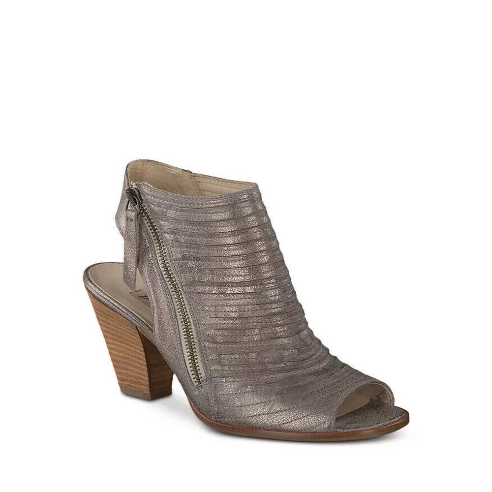 Paul Green Cayenne Peep Toe Bootie Boot Heel Smoke Brush Metallic 6.5 UK…